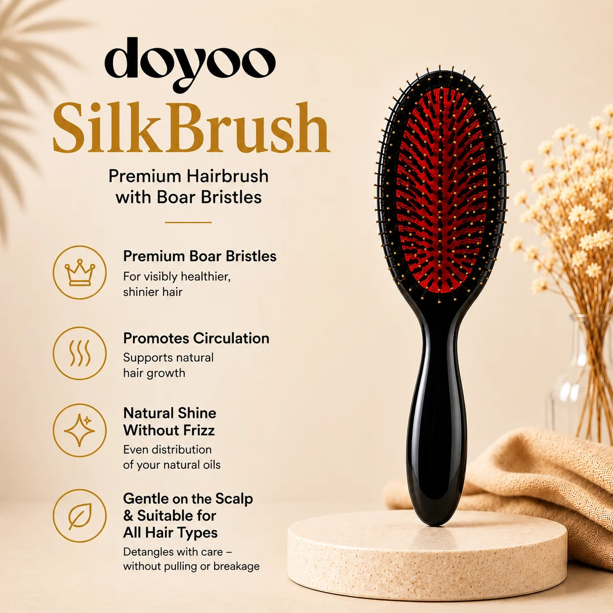 Doyoo SilkBrush – High-Quality Hairbrush with Boar Bristles