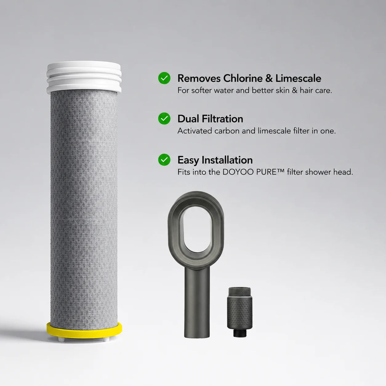 1-Pack Original Doyoo™ Limescale & Activated Carbon Replacement Filter for Pure Skin Filter Showerhead